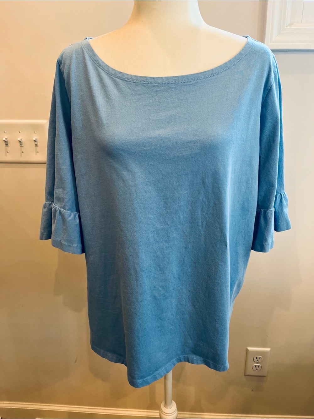Talbots Light Blue Women's Ruffle Sleeve Top Size 1X
